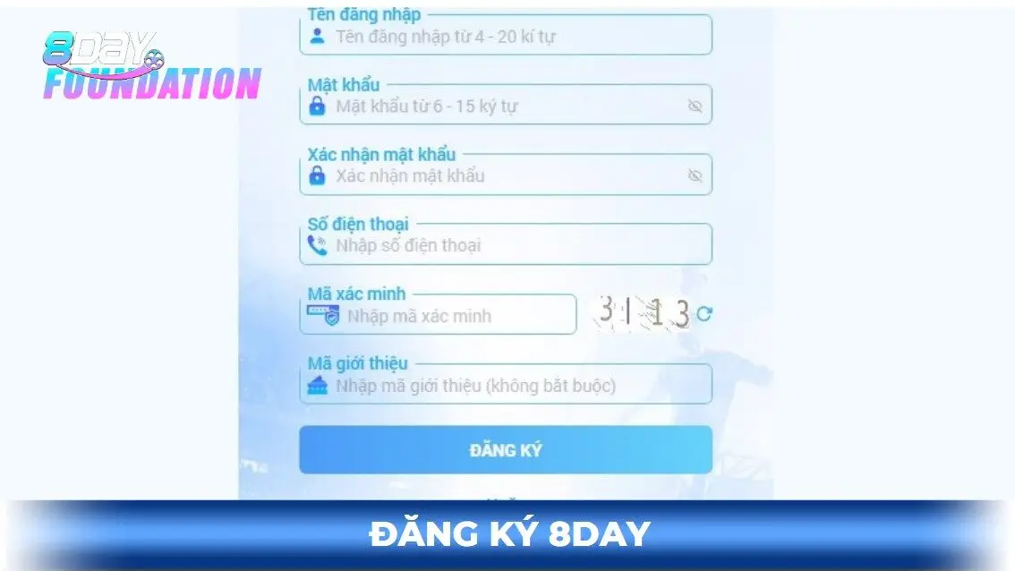 Đăng ký 8day cực kỳ đơn giản